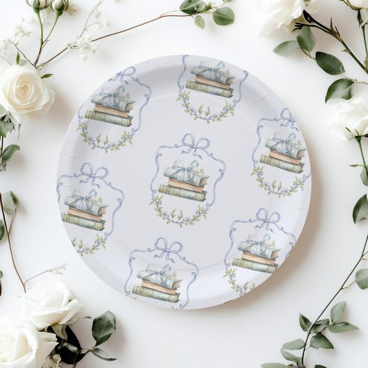 Nieuw Chapter Blue lint Bow  baby shower Papieren Bordje
