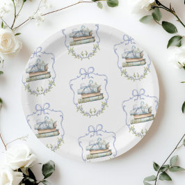 Nieuw Chapter Blue lint Bow  baby shower Papieren Bordje