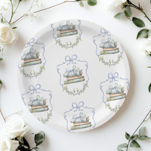 Nieuw Chapter Blue lint Bow  baby shower Papieren Bordje