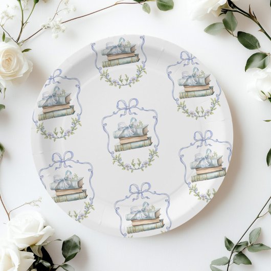 Nieuw Chapter Blue lint Bow  baby shower Papieren Bordje