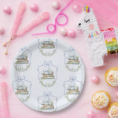 Nieuw Chapter Blue lint Bow  baby shower Papieren Bordje (Feest)