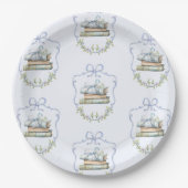 Nieuw Chapter Blue lint Bow  baby shower Papieren Bordje (Voorkant)
