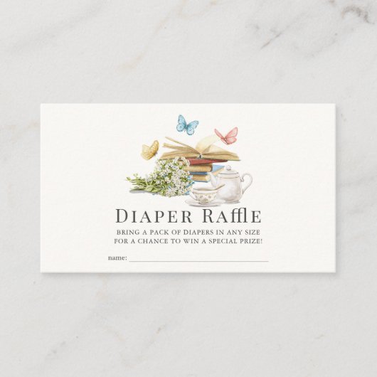 Nieuw Chapter Book Baby shower Luier Raffle Ticket Informatiekaartje (Voorkant)