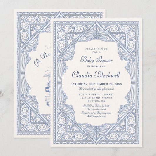 Nieuw Chapter Book Boy Baby shower Kaart (Voorkant / Achterkant)