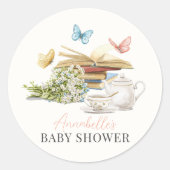 Nieuw Chapter Book Butterfly Baby shower Ronde Sticker (Voorkant)