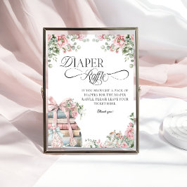 Nieuw Chapter Bow Floral Baby shower Luier Raffle Poster