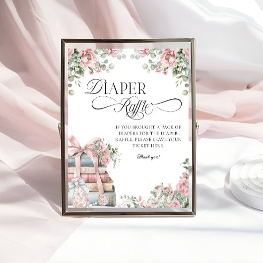 Nieuw Chapter Bow Floral Baby shower Luier Raffle Poster