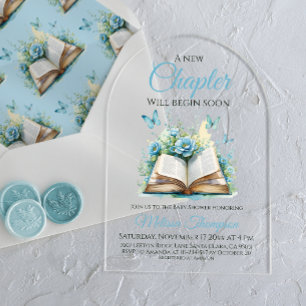 Nieuw Chapter Boy Blue Brunch Book Baby shower Acryl Uitnodigingen