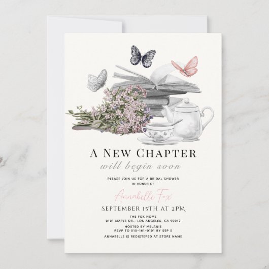 Nieuw Chapter Buttefly Tea Party Book Vrijgezellen Kaart (Voorkant)