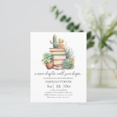 Nieuw Chapter Cactus & Books Baby shower Uitnodigi (Staand voorkant)