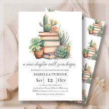 Nieuw Chapter Cactus & Books Baby shower Uitnodigi