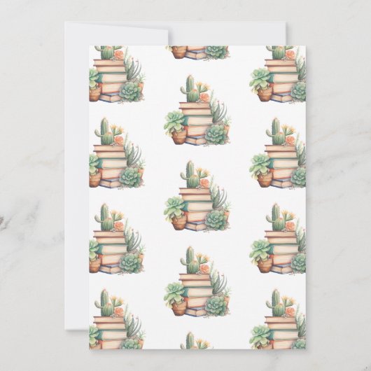 Nieuw Chapter Cactus & Books Baby shower Uitnodigi Kaart (Achterkant)
