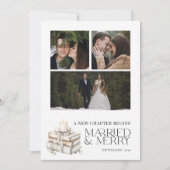 Nieuw Chapter Married & Merry Beige Pas getrouwd 3 Feestdagenkaart (Voorkant)