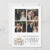 Nieuw Chapter Married & Merry Beige Pas getrouwd 4 Feestdagenkaart (Voorkant)