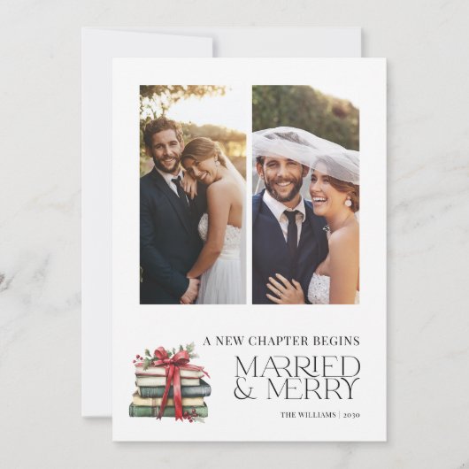 Nieuw Chapter Married & Merry Pas getrouwd Bow 2 F Feestdagenkaart (Voorkant)