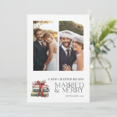 Nieuw Chapter Married & Merry Pas getrouwd Bow 2 F Feestdagenkaart (Staand voorkant)