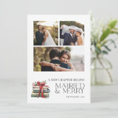 Nieuw Chapter Married & Merry Pas getrouwd Bow 3 F Feestdagenkaart (Staand voorkant)