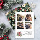 Nieuw Chapter Married & Merry Pas getrouwd Bow 4 F Feestdagenkaart<br><div class="desc">Vier zowel de liefde als het seizoen met deze Married & Merry-kerstkaart, met de zin "A New Chapter Begins" naast een feestelijke waterverf stapel boeken die met een rode strik zijn verbonden. Met ruimte voor vier foto's is het de perfecte manier om uw favoriete bruiloft- of verloving-momenten te delen terwijl...</div>