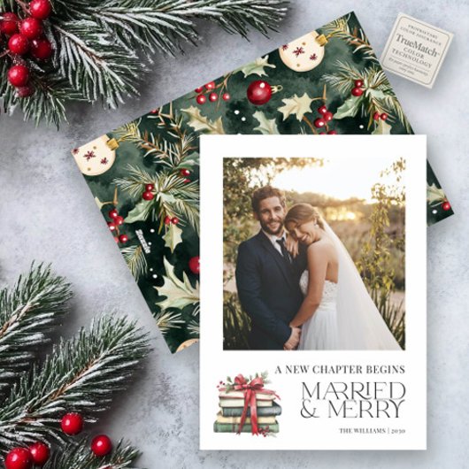 Nieuw Chapter Married & Merry Pas getrouwd Red Bow Feestdagenkaart