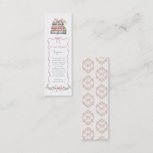 Nieuw Chapter Pink Bow Baby shower Book Bladwijzer Mini Visitekaartje (Voorkant / Achterkant)