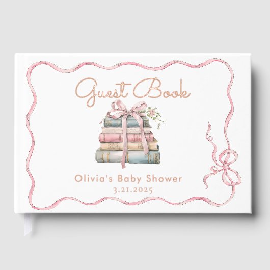 Nieuw Chapter Pink Bow Baby shower Gastenboek (Voorkant)