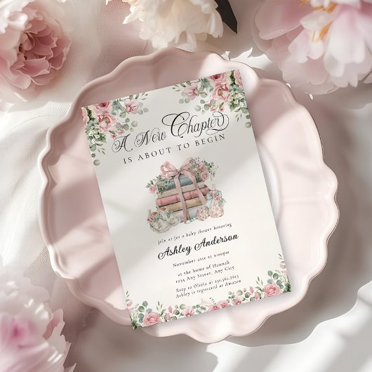 Nieuw Chapter Pink Bow Baby shower Kaart