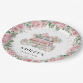 Nieuw Chapter Pink Bow Floral Baby shower Papieren Bordje (Gekanteld)