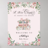 Nieuw Chapter Pink Bow Floral Baby shower Welkom Poster (Voorkant)