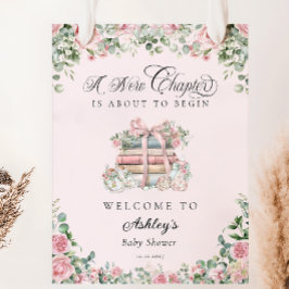 Nieuw Chapter Pink Bow Floral Baby shower Welkom Poster