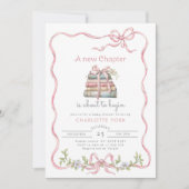 Nieuw Chapter Pink Bow foto QR code Baby shower Kaart (Voorkant)