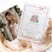 Nieuw Chapter Pink Bow foto QR code Baby shower Kaart