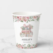 Nieuw Chapter Pink Floral Bow Baby shower Papieren Bekers (Achterkant)
