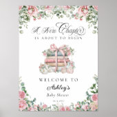 Nieuw Chapter Pink Floral Bow Baby shower Welkom Poster (Voorkant)