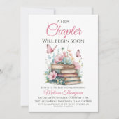 Nieuw Chapter Pink Girl Storybook Book Baby shower Kaart (Voorkant)