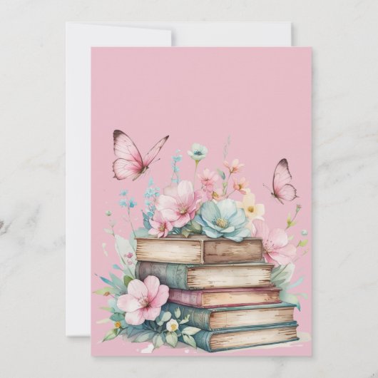 Nieuw Chapter Pink Girl Storybook Book Baby shower Kaart (Achterkant)