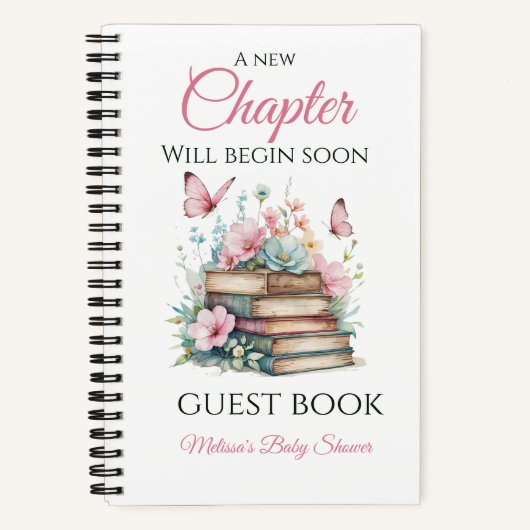 Nieuw Chapter Pink Storybook Guest Book Baby showe Notitieboek (Voorkant)