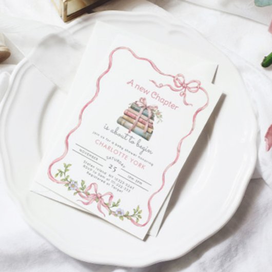 Nieuw Chapter Roze boog wilde bloem Baby shower Kaart