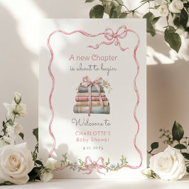 Nieuw Chapter Roze boog wilde bloem Baby shower Poster
