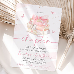 Nieuw Chapter Roze boog wilde bloemen Baby shower Kaart