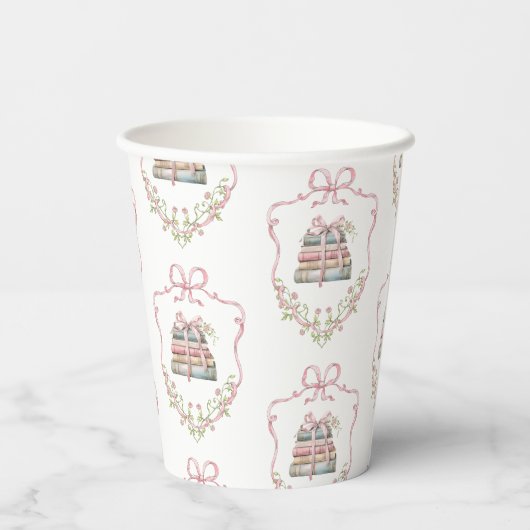 Nieuw chapter roze lint Bow  baby shower Papieren Bekers (Achterkant)