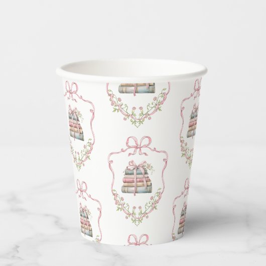 Nieuw chapter roze lint Bow baby shower Papieren Bekers (Voorkant)