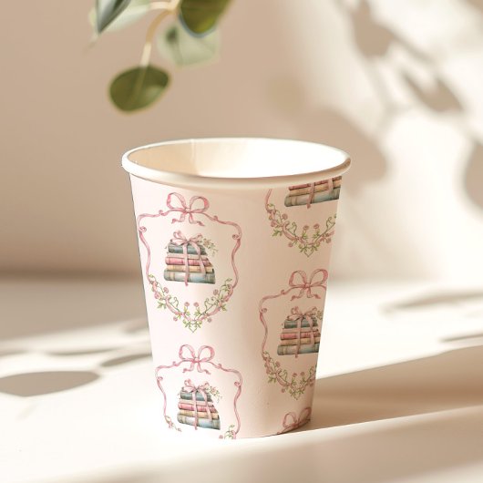 Nieuw chapter roze lint Bow  baby shower Papieren Bekers