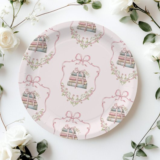 Nieuw chapter roze lint Bow  baby shower Papieren Bordje