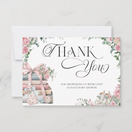 Nieuw Chapter Storybook Baby shower Bedankt Kaart (Voorkant)