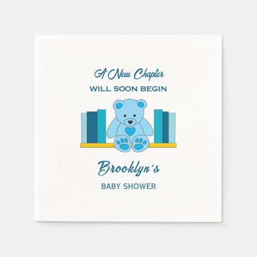Nieuw Chapter Storybook Baby shower Blue Teddy Bea Servet (Voorkant)