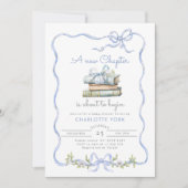 Nieuw Chapter Storybook Blue Bow Baby shower Kaart (Voorkant)