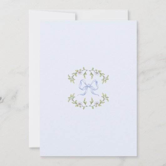 Nieuw Chapter Storybook Blue Bow Baby shower Kaart (Achterkant)