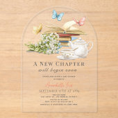 Nieuw Chapter Tea Set Vlinders Boek Baby shower Acryl Uitnodigingen (Voorkant)