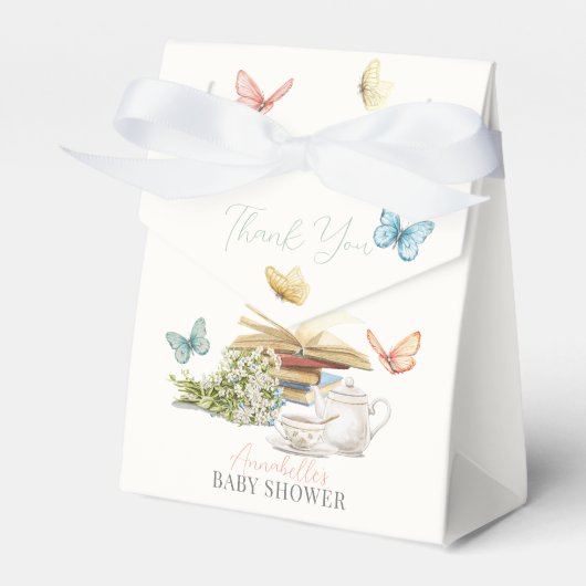 Nieuw Chapter Tea Set Vlinders Boek Baby shower Bedankdoosjes (Voorkant Zijde)