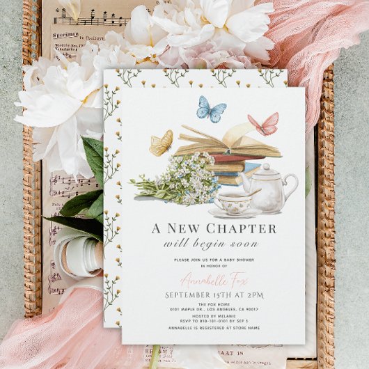 Nieuw Chapter Tea Set Vlinders Boek Baby shower Kaart